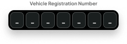 Vehicle registration number field with seven empty character boxes