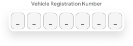 Vehicle registration number field with seven empty character boxes